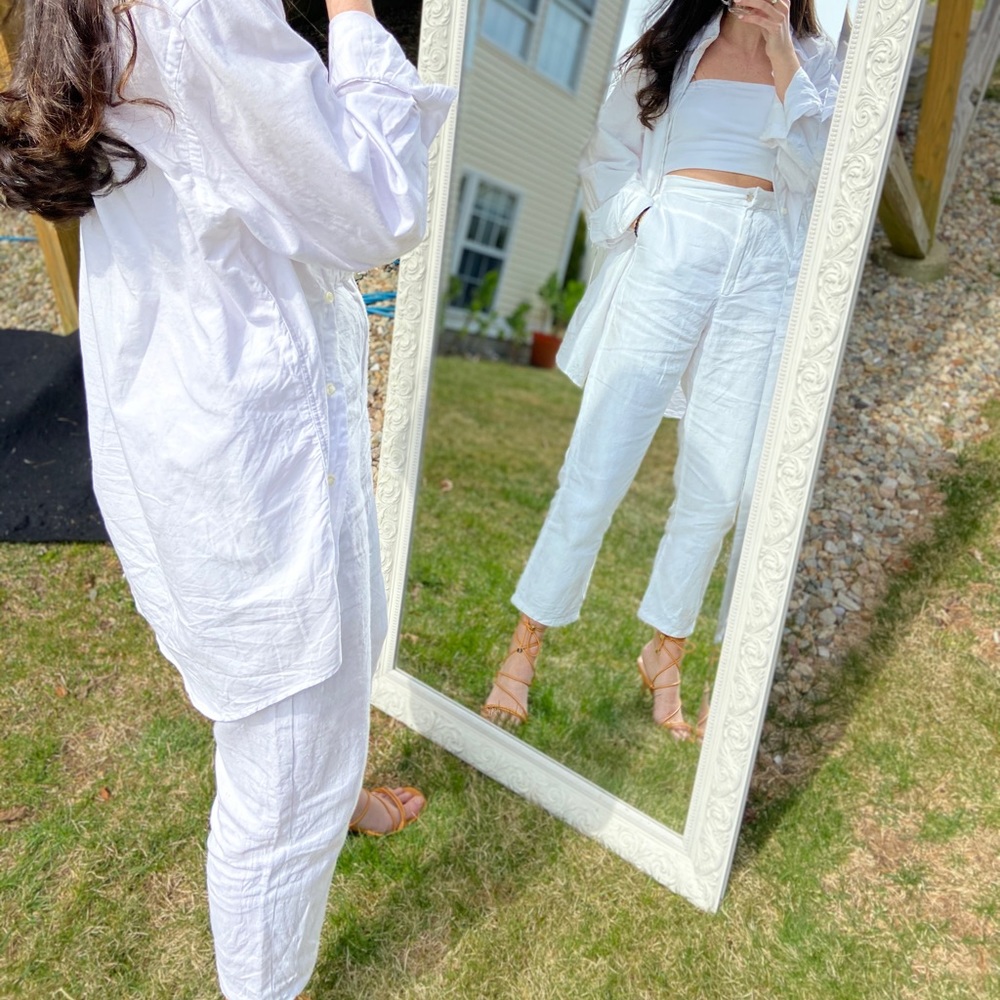 White linen pants